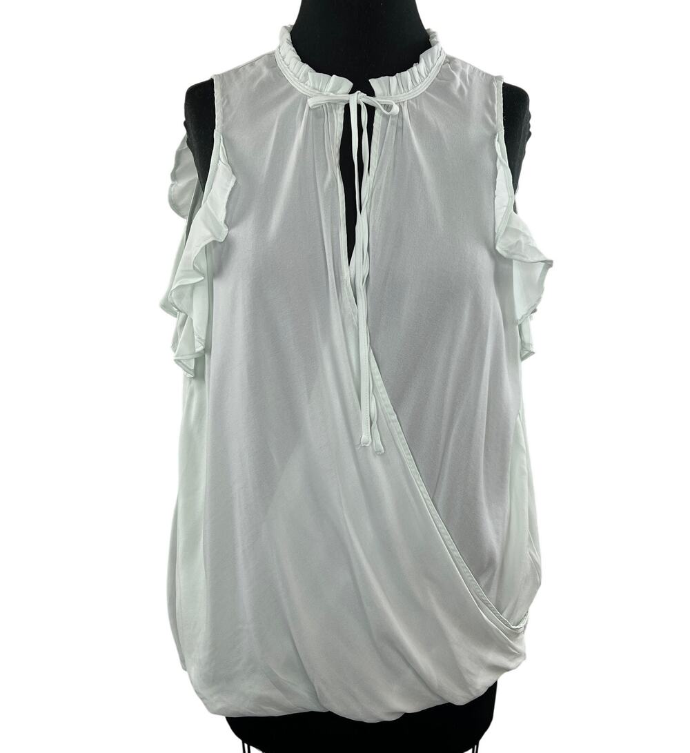 Anthropologie Maeve NWT Mint Green Keyhole Neck Ruffles Chiffon Blouse Top L NEW